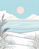 Minimalist Coastal Horizon Line Drawing