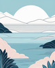 Minimalist Coastal Horizon Line Drawing