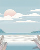 Minimalist Coastal Horizon Line Drawing