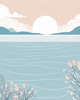 Minimalist Coastal Horizon Line Drawing