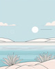 Minimalist Coastal Horizon Line Drawing