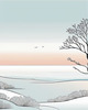 Minimalist Coastal Horizon Line Drawing