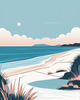 Minimalist Coastal Horizon Line Drawing