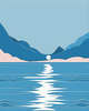 Minimalist Coastal Horizon Line Drawing