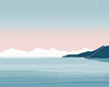 Minimalist Cliffside and Ocean Line Art Print