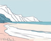 Minimalist Cliffside and Ocean Line Art Print