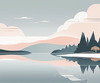 Minimalist Tranquil Lakeside Tree Reflection Printable Art