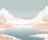 Minimalist Tranquil Lakeside Tree Reflection Printable Art