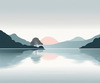Minimalist Tranquil Lakeside Tree Reflection Printable Art