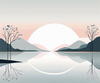 Minimalist Tranquil Lakeside Tree Reflection Printable Art