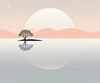 Minimalist Tranquil Lakeside Tree Reflection Printable Art