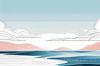 Minimalist Coastal Horizon Line Drawing