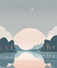 Minimalist Tranquil Lakeside Tree Reflection Printable Art