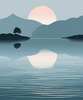 Minimalist Tranquil Lakeside Tree Reflection Printable Art
