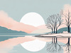 Minimalist Tranquil Lakeside Tree Reflection Printable Art