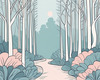 Minimalist Line Art of a Forest Pathway