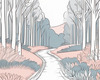 Minimalist Line Art of a Forest Pathway