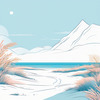 Minimalist Coastal Horizon Line Drawing