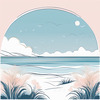 Minimalist Coastal Horizon Line Drawing