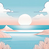 Minimalist Coastal Horizon Line Drawing
