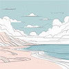 Minimalist Coastal Horizon Line Drawing