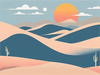 Minimalist Desert Dusk Single Line Art