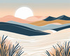 Minimalist Desert Dusk Single Line Art