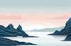 Minimalist Cliffside and Ocean Line Art Print