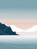 Minimalist Cliffside and Ocean Line Art Print