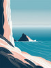 Minimalist Cliffside and Ocean Line Art Print