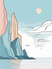 Minimalist Cliffside and Ocean Line Art Print