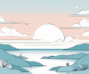 Minimalist Coastal Horizon Line Drawing