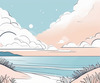 Minimalist Coastal Horizon Line Drawing