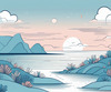 Minimalist Coastal Horizon Line Drawing