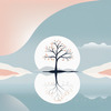 Minimalist Tranquil Lakeside Tree Reflection Printable Art