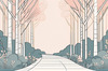 Minimalist Line Art of a Forest Pathway