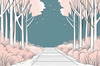 Minimalist Line Art of a Forest Pathway