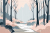 Minimalist Line Art of a Forest Pathway