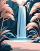 Minimalist Waterfall Cascade Line Art