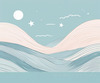 Minimalist Line Art of Rolling Hills Beneath a Starry Night Sky