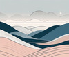 Minimalist Line Art of Rolling Hills Beneath a Starry Night Sky