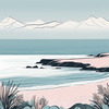 Minimalist Cliffside and Ocean Line Art Print