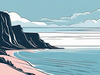 Minimalist Cliffside and Ocean Line Art Print