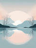 Minimalist Tranquil Lakeside Tree Reflection Printable Art