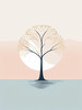 Minimalist Tranquil Lakeside Tree Reflection Printable Art