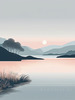 Minimalist Tranquil Lakeside Tree Reflection Printable Art