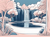 Minimalist Waterfall Cascade Line Art