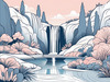 Minimalist Waterfall Cascade Line Art