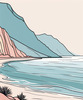 Minimalist Cliffside and Ocean Line Art Print