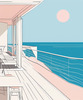 Minimalist Cliffside and Ocean Line Art Print